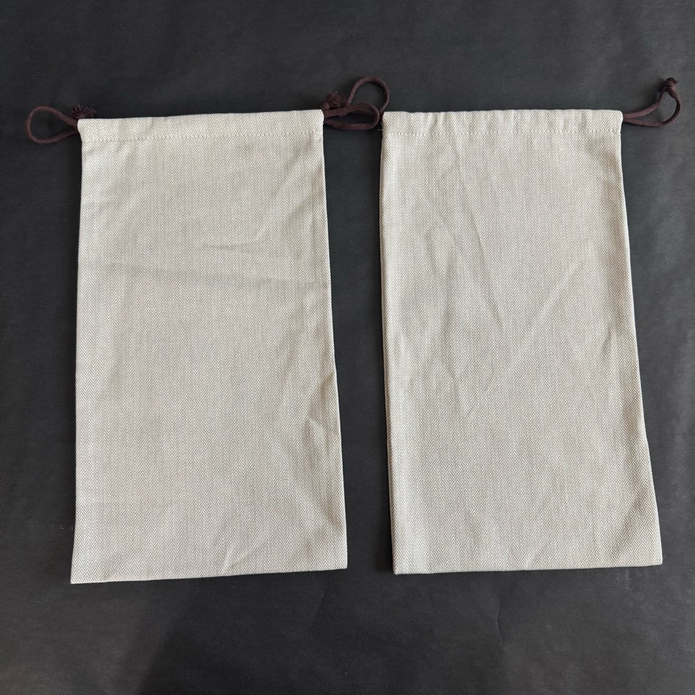 HERMES Authentic Shoe Dust Storage Bags Herringbone Drawstring Logo 15β x 8.5β - Picture 2 of 7